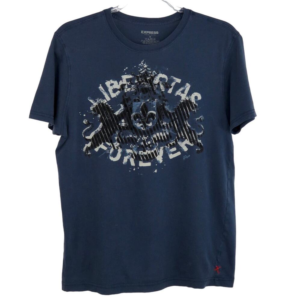 Y2k Express Men's Navy Blue Regal Graphic T-Shirt Small - Picture 2 of 6